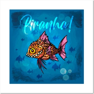 Ugly Piranha fish underwater Posters and Art